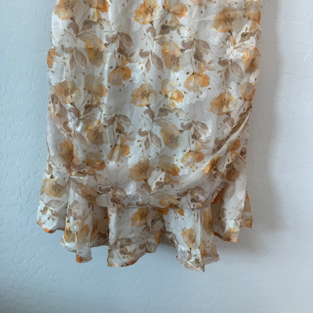 Selfie Leslie Monte Cristi High Neck Floral Ruched Mini Dress Yellow US M - Picture 9 of 12